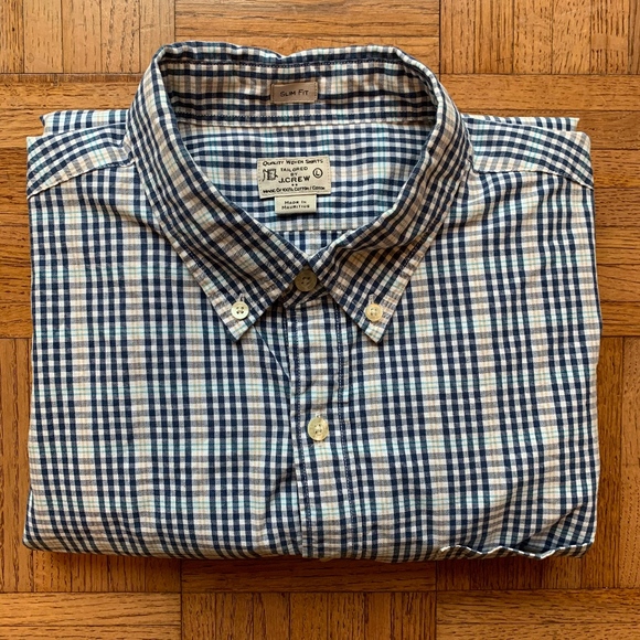 J. Crew Other - Men's J. Crew Slim Fit Blue Gray Orange Shirt, L